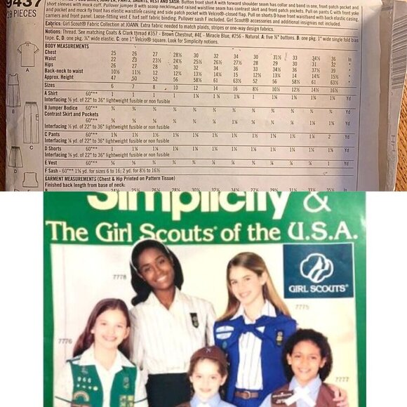 Vtg 90s/Y2K GIRL SCOUT Brownie Uniform Blue Shirt w/ Cream Snap Tie Girls Sz 12 - Picture 5 of 7